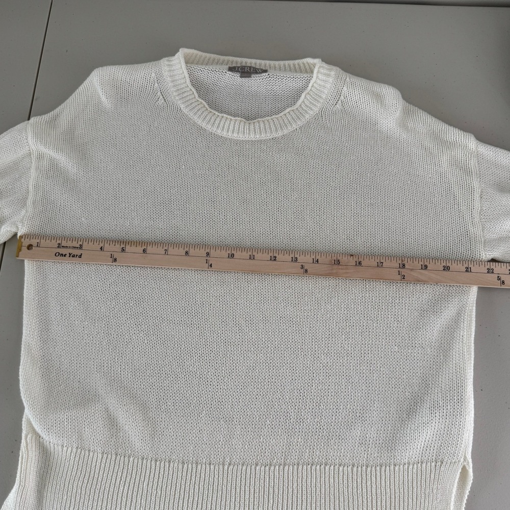 J.Crew Linen Cotton Knit Beach Sweater Womens S Cream Coastal Crewneck Slouchy - Picture 11 of 14
